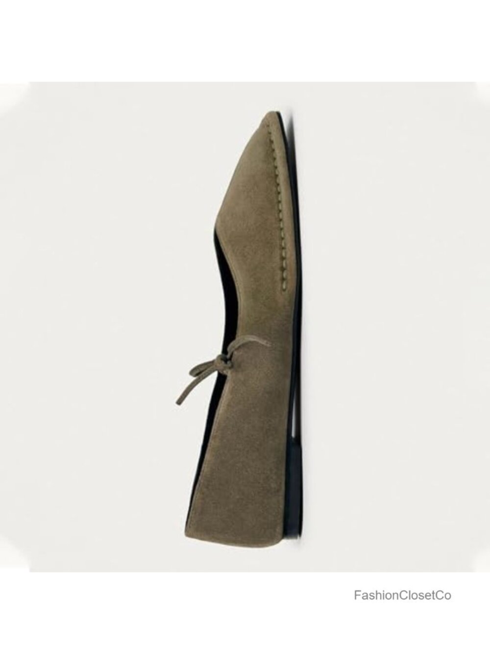Suede Leather Lace Up Ballet Flats Square Toe Mary Jane Slip On Ballerina Shoes - Picture 3 of 4